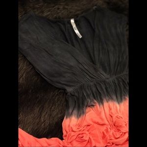 Charcoal grey and coral tie-dye maxi dress m